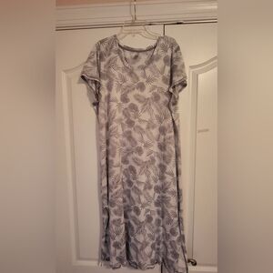 Palm Print Nightgown/Tank/Short Set  in Light Gray